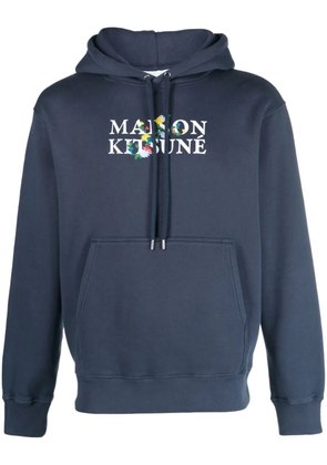 Maison Kitsuné logo-print cotton hoodie - Blue