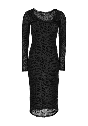 Versace Jeans Couture logo-print long-sleeve midi dress - Black