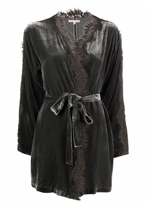 Gold Hawk lace-trim belted coat - Grey