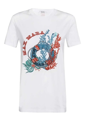 Max Mara embroidered-coral T-shirt - White