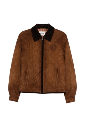 Miu Miu quilted-design corduroy-collar jacket - Brown