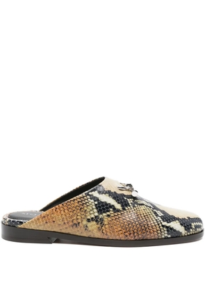 Alexander McQueen snakeskin-effect leather mules - Neutrals