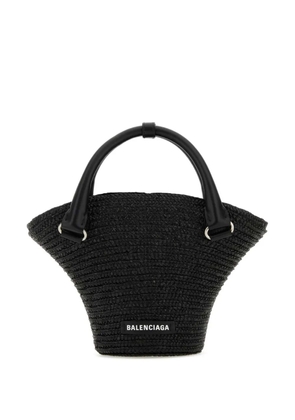 Balenciaga mini braided-raffia tote bag - Black