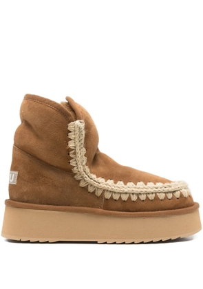 Mou 25mm platform crochet-trim boots - Brown