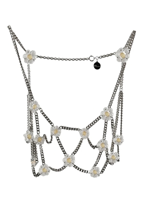Noir Kei Ninomiya flower-embellished chain top - Silver