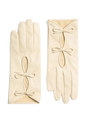 Valentino Garavani bow-detail leather gloves - Neutrals
