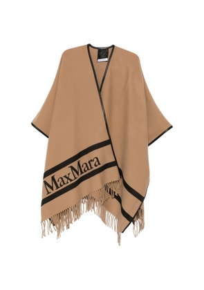 Max Mara logo fringed cape - Neutrals