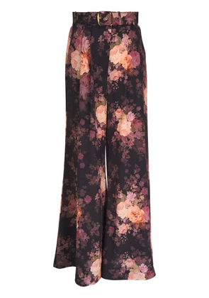 ZIMMERMANN floral-print flared trousers - Black