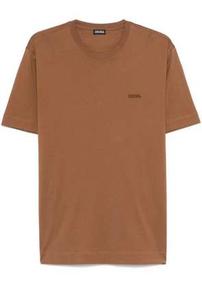 Zegna logo-embroidered T-shirt - Brown