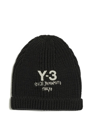 Y-3 logo-appliqué beanie - Black
