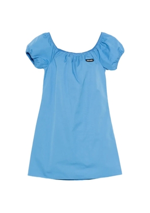 Miu Miu logo-patch mini dress - Blue