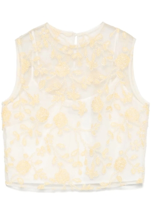 ROTATE BIRGER CHRISTENSEN flower-embroidered beaded top - Yellow