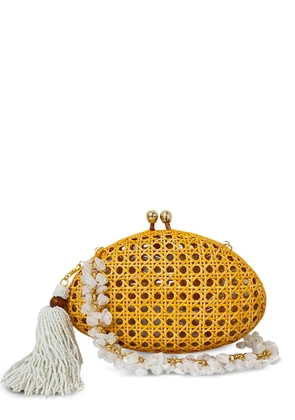 SERPUI tassel elise wicker clutch bag - Yellow