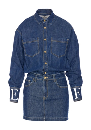 Elisabetta Franchi snap-button denim mini dress - Blue