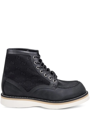 Gucci logo-pattern lace-up boots - Black