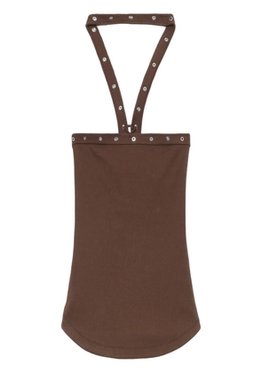 The Attico eyelet-detail cotton tank top - Brown
