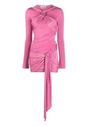 The Attico draped long-sleeve minidress - Pink