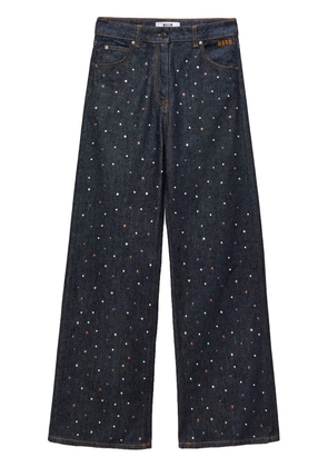 MSGM rhinestone-embellished wide-leg jeans - Blue