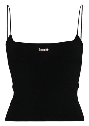 DSQUARED2 logo-plaque knitted crop top - Black