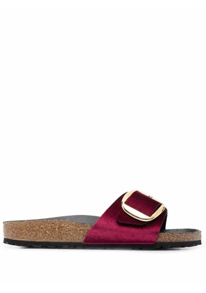 Birkenstock logo buckle-detail velvet sandals - Purple