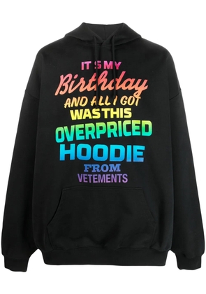 VETEMENTS rainbow text-print hoodie - Black