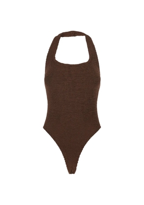 Hunza G Sandy halterneck swimsuit - Brown