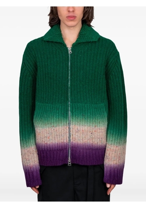 sacai garment-dye cardigan - Green