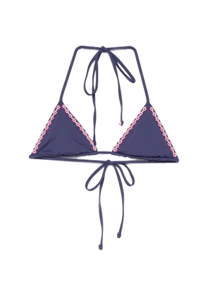 Frankies Bikinis Nick floral-embellished triangle bikini top - Blue