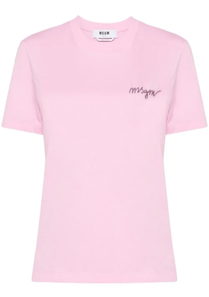 MSGM logo-embroidered cotton T-shirt - Pink