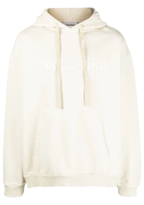 Nanushka logo-embroidered cotton hoodie - Neutrals