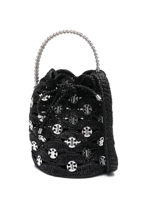 Rabanne raffia bucket bag - Black