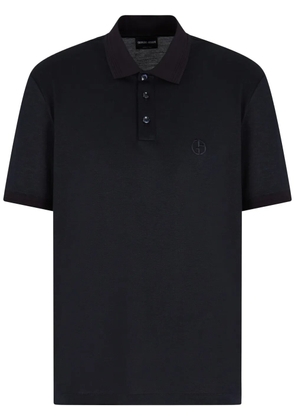 Giorgio Armani logo-embroidered polo shirt - Blue
