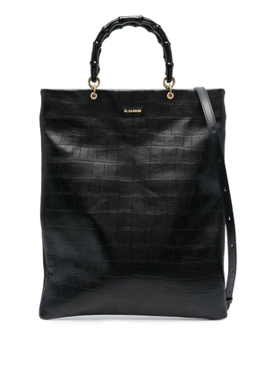 Jil Sander crocodile-effect leather tote - Black