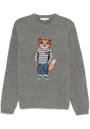 Maison Kitsuné Dressed Fox-intarsia sweater - Grey