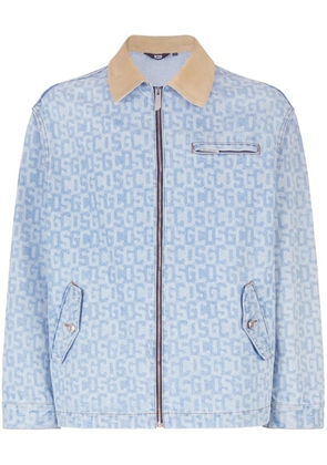 GCDS monogram-print denim jacket - Blue