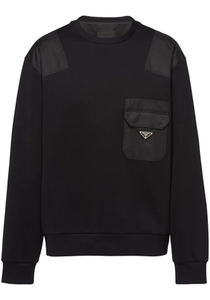 Prada triangle-logo panelled sweatshirt - Black