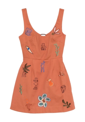 ALEMAIS x LRNLE Dusty embroidered mini dress - Orange