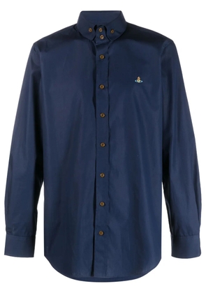 Vivienne Westwood embroidered-Orb poplin shirt - Blue