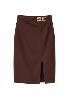 Elisabetta Franchi buckle slit midi skirt - Brown