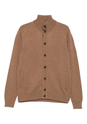 Zanone high-neck button-fastening cardigan - Brown