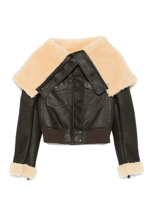 Alexander McQueen shearling-collar leather jacket - Brown