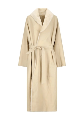 Magda Butrym belted leather coat - Neutrals