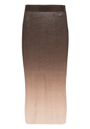 ANDREĀDAMO rhinestone-embellished midi skirt - Brown