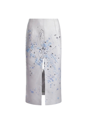 Mia Peculiar brocade split midi skirt - Grey