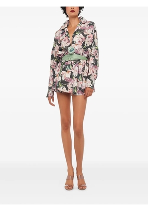 Norma Kamali floral-print belted mini dress - Black
