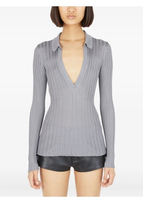 Durazzi Milano ribbed polo-neck top - Grey
