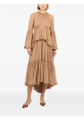 ZIMMERMANN Hypnotic asymmetric-hem midi dress - Neutrals