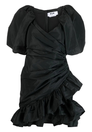 MSGM puff-sleeved wrap dress - Black