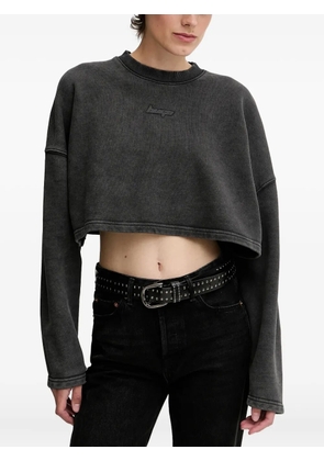 HUGO logo-embroidered cropped sweatshirt - Black