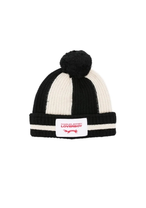 Charles Jeffrey Loverboy striped beanie - Black